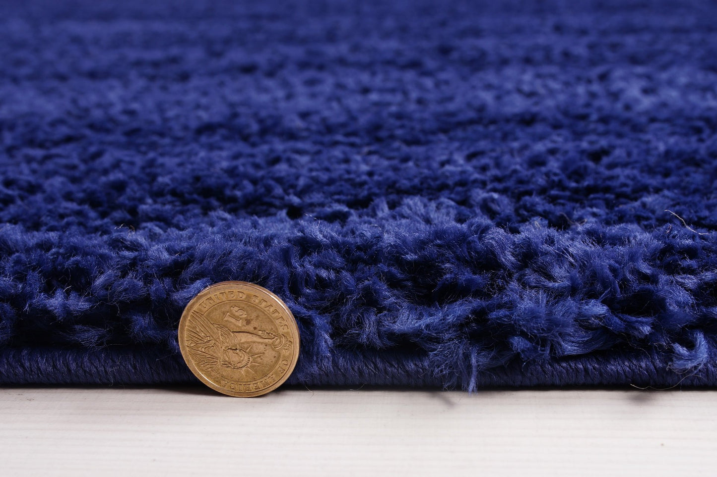 Solid Color Shaggy Meknes Durable Beautiful Turkish Rug in Navy Blue