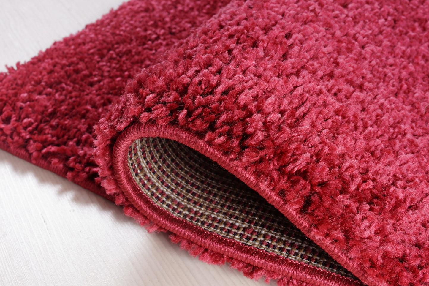 Solid Color Shaggy Meknes Durable Beautiful Turkish Doormat Rug in Rose Red