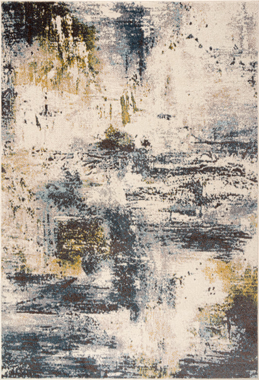 Beige Blue Mustard Brown Multicolor Abstract Rustic Area Rug For Living Room Bedroom