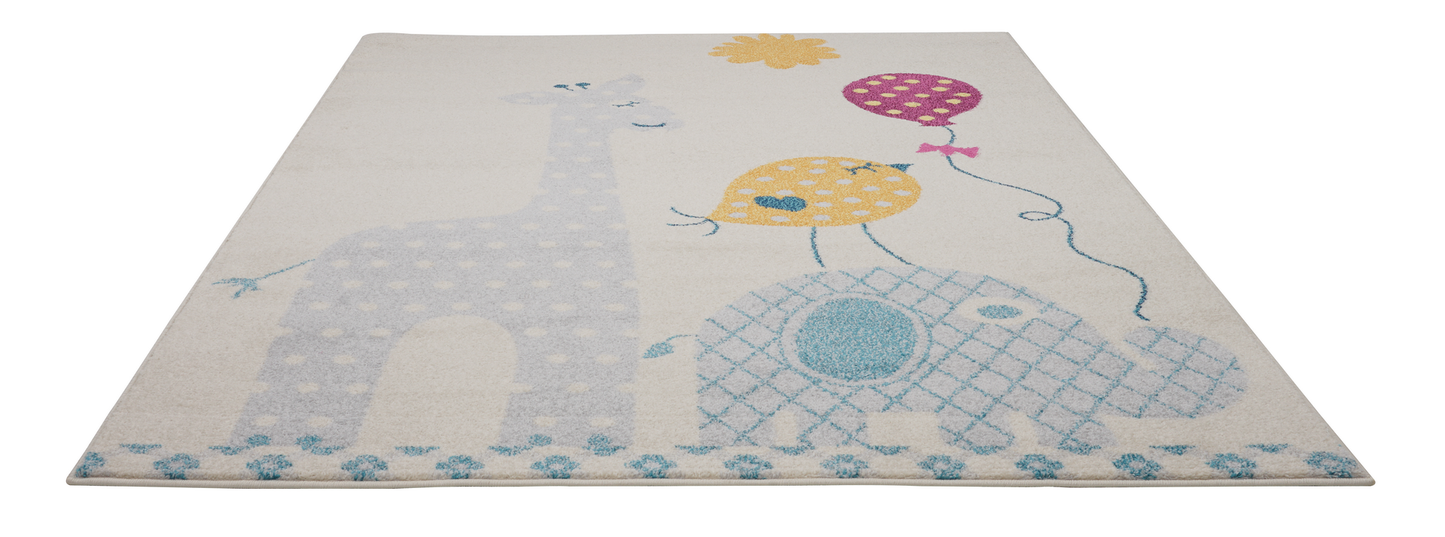 Giraffe Elephant Bird Kids Area Rug