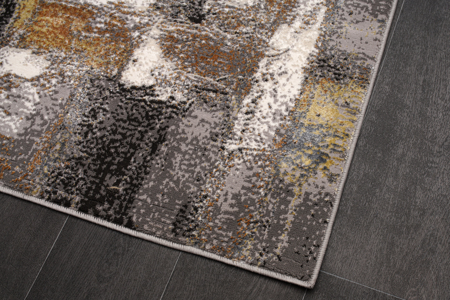 Cream Copper Gold Grey Metalic Rustic Abstract Patches Pattern Area Rug