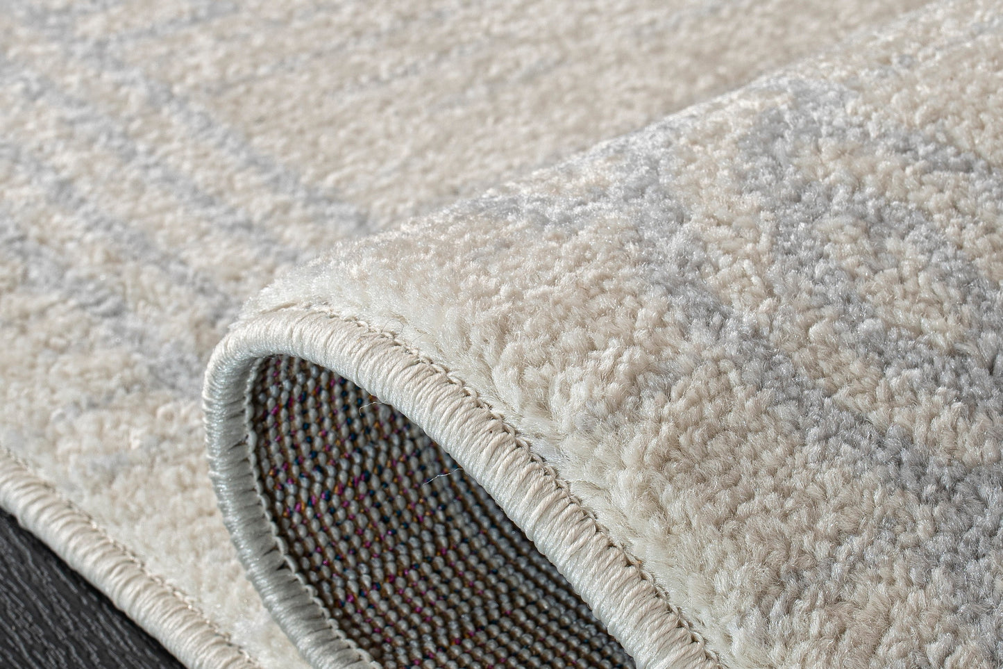 Modern Ivory Grey Bordered Area rug
