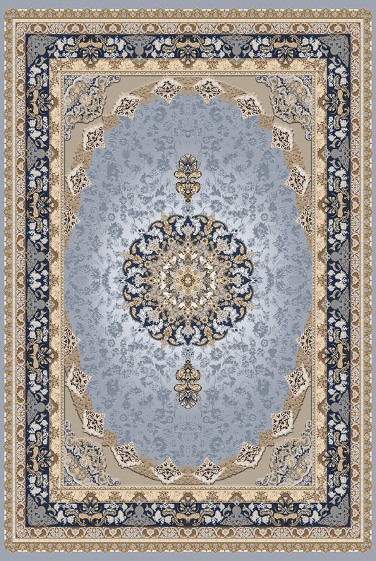 Persian Blue and Beige Flat Pile Area Rug