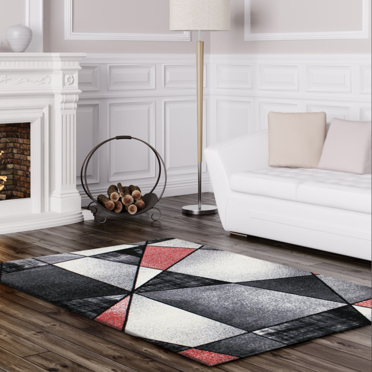 Emperor Abstract Red Gray Area Rug - 