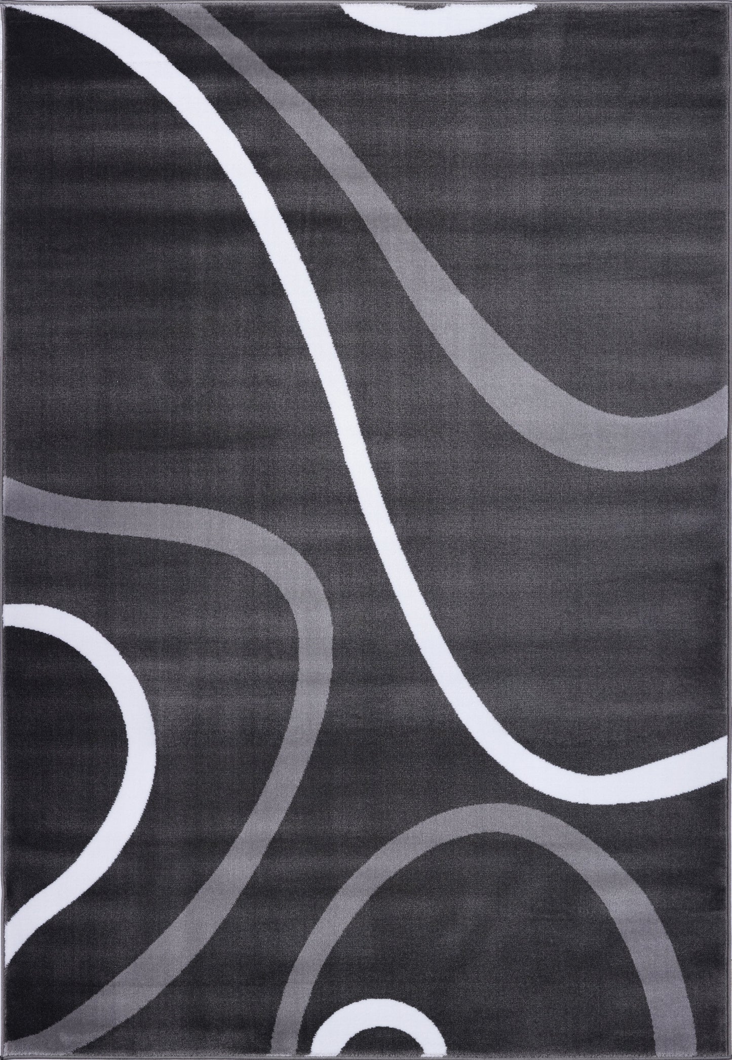 Turkish Dark Gray Contemporary Spirals Area Rug