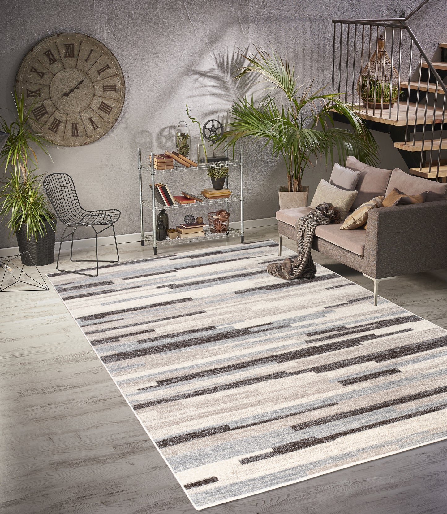 LaDole Rugs Abstract Striped Geometric Minimalist Contemporary  Rug - Modern Carpet for Living Room, Bedroom, Office, Entrance, and Hallway - Cream and Beige