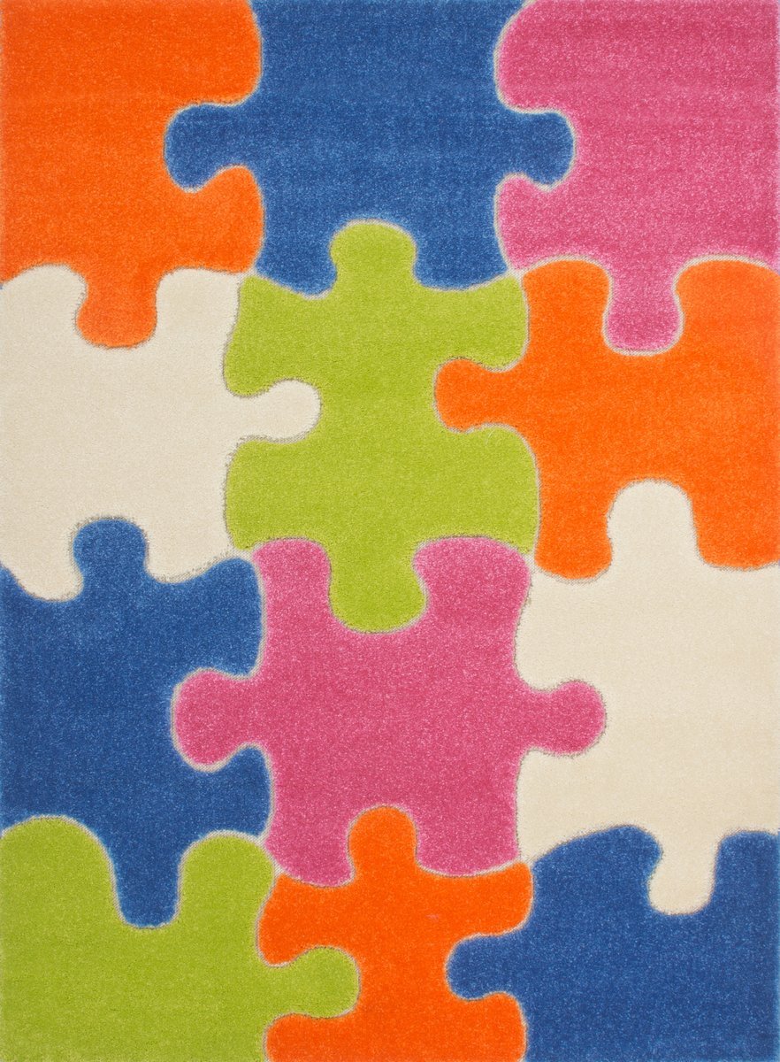 Moda Kids Jigsaw Puzzle Multi Area Rug - 