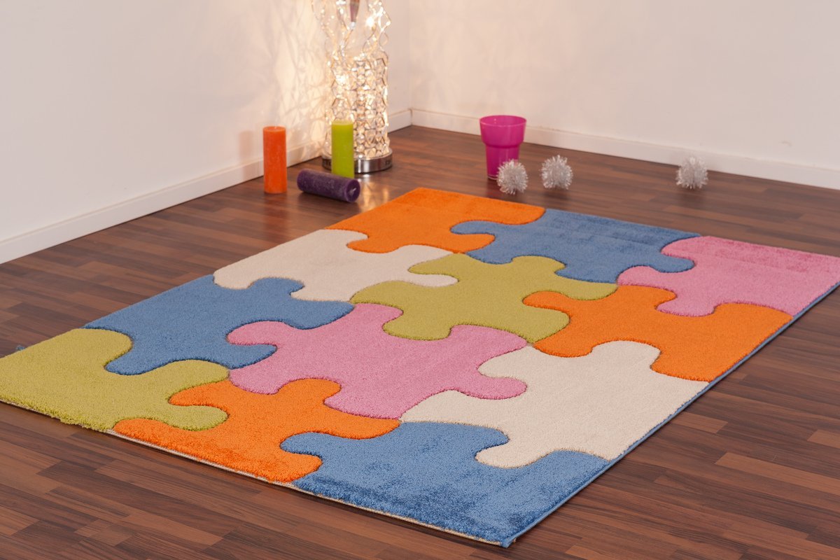 Moda Kids Jigsaw Puzzle Multi Area Rug - 