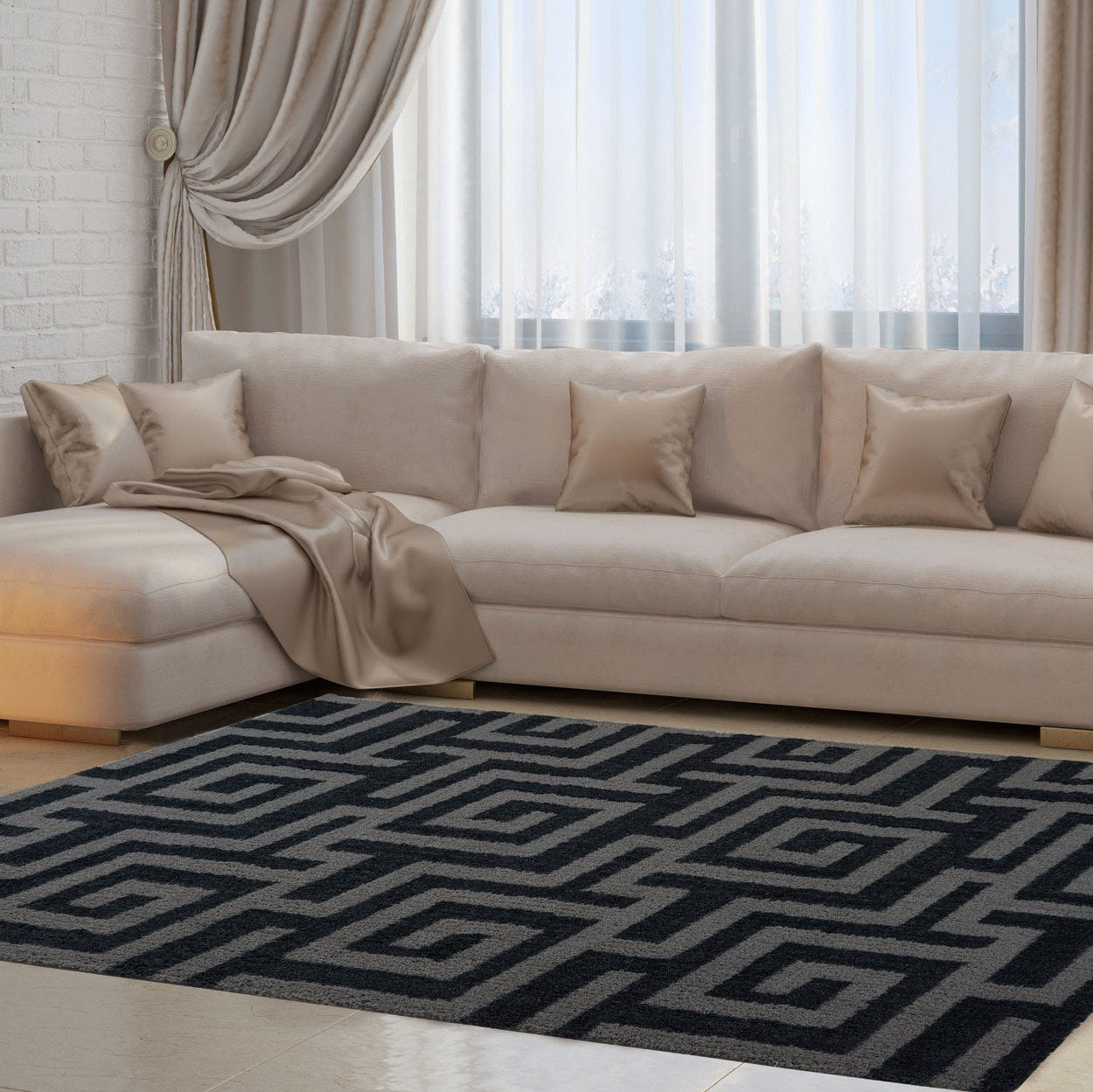 Calgary Micro Fiber Shaggy Gray Area Rug - 