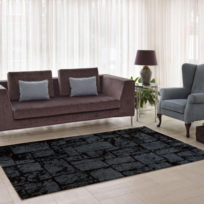 Patch Grey Micro Fiber Shaggy Area Rug - 