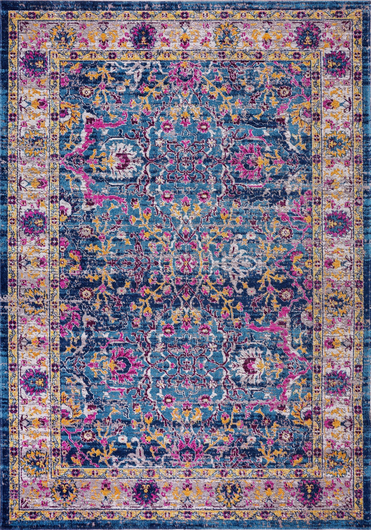 Whitby Blue Beige Traditional Indoor/Outdoor Area Rug