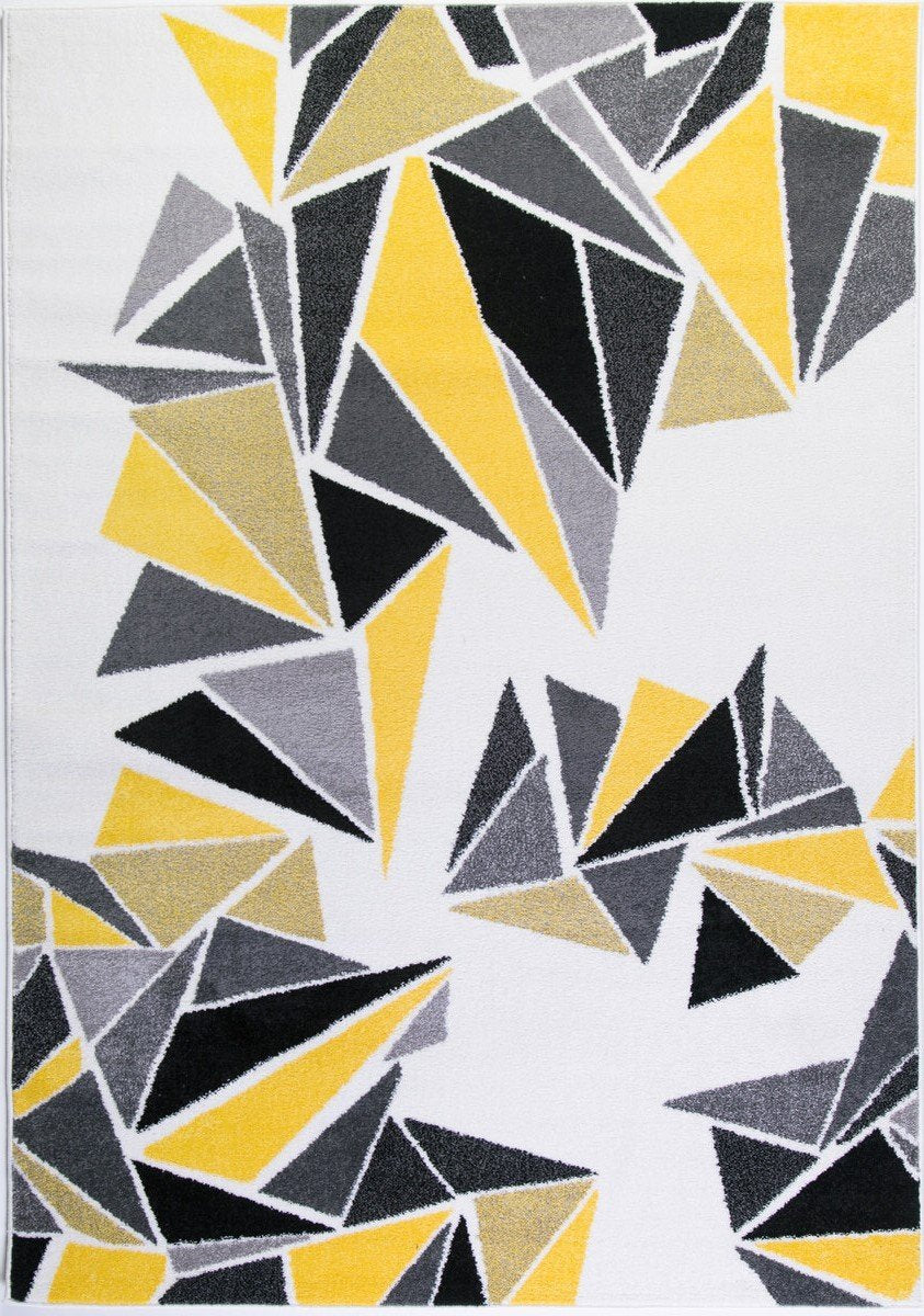 Cream Yellow Multi Triangles Area Rug - 