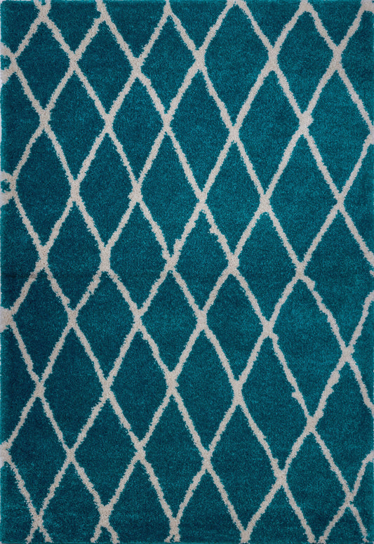 Toronto Trellis Turquoise Ivory Area Rug - 