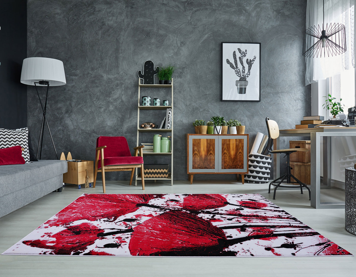 Red Accent Color Area Rug