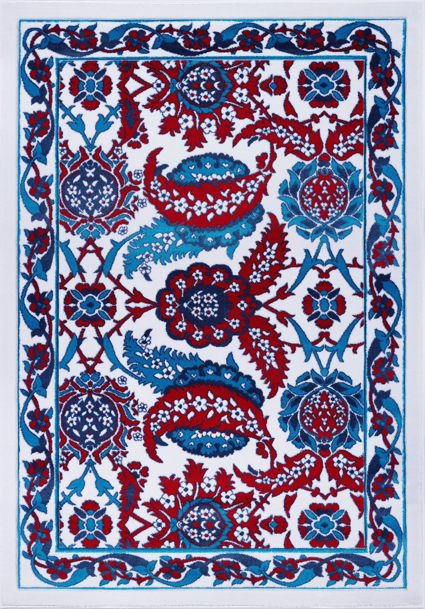 Blue Red Turkish Area Rug