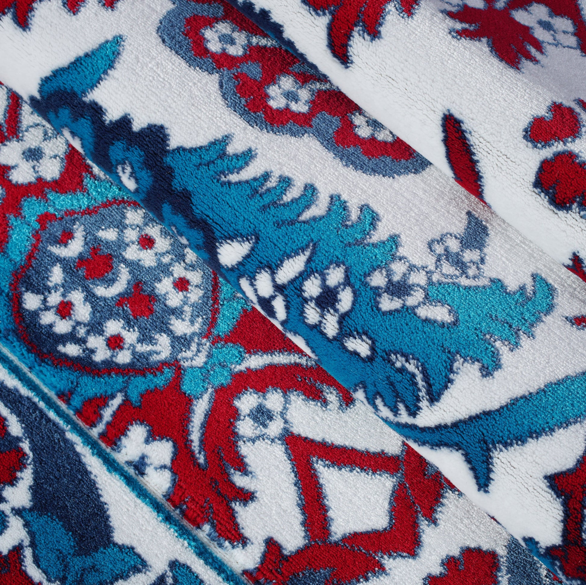 White Red Blue Floral Area Rug