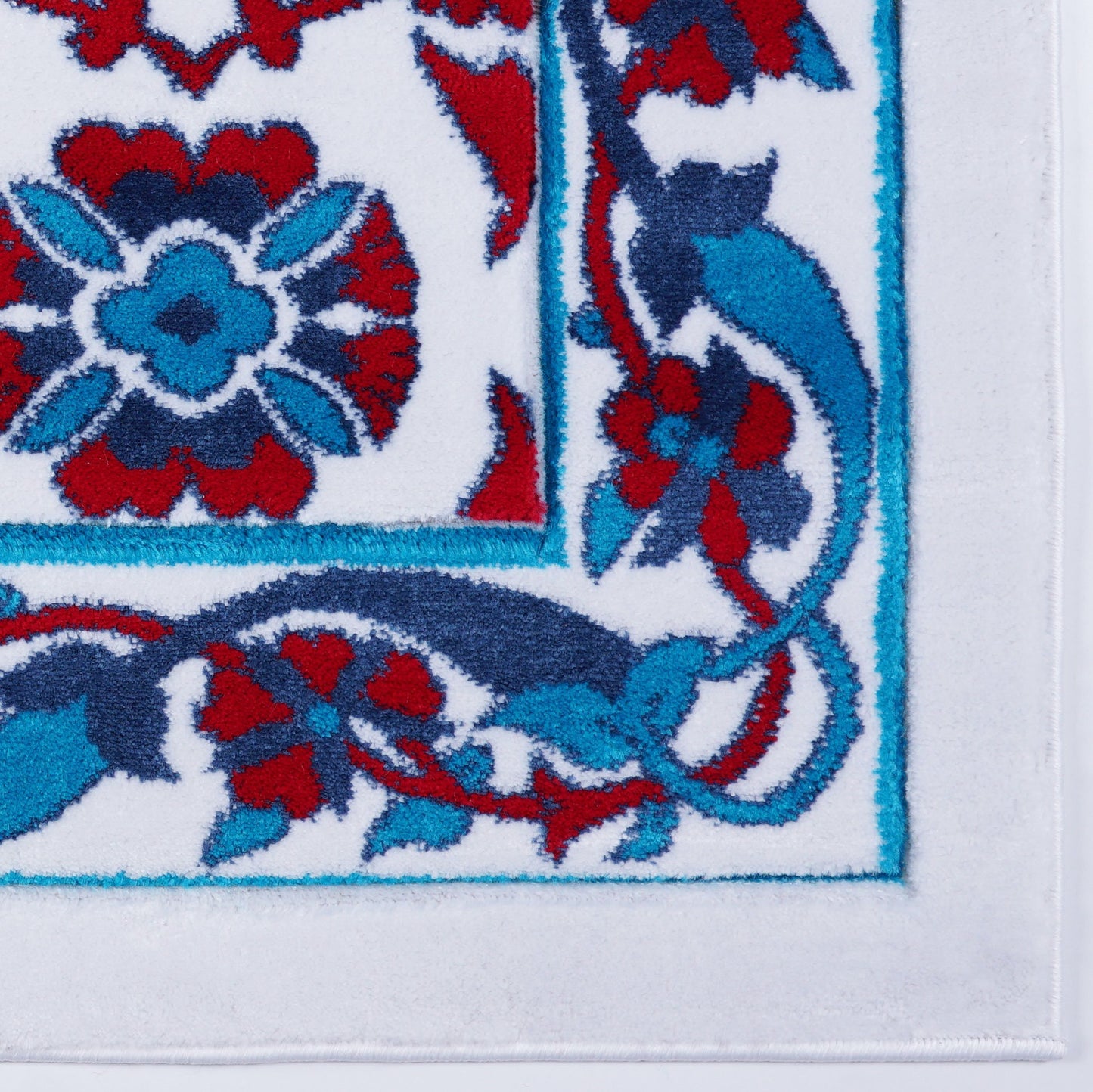 Blue Red Ornamental Turkish Area Rug