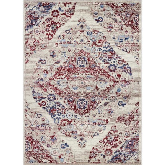 Kentucky Pearl Blue Red Traditional Area Rug