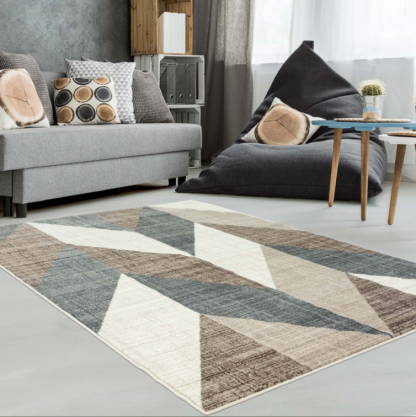 Vintage Chevron Beige Brown Area Rug