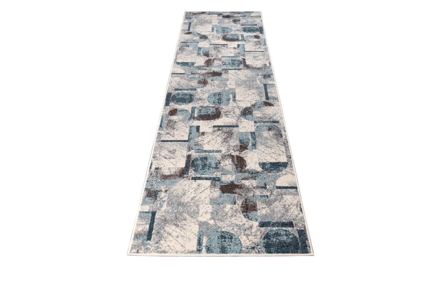 LaDole Rugs Abstract Rustic Modern Contemporary Area Rug - Premium Durable Carpet for Living Room, Bedroom, Office, Entrance, and Hallway - Blue, Brown, and Ivory