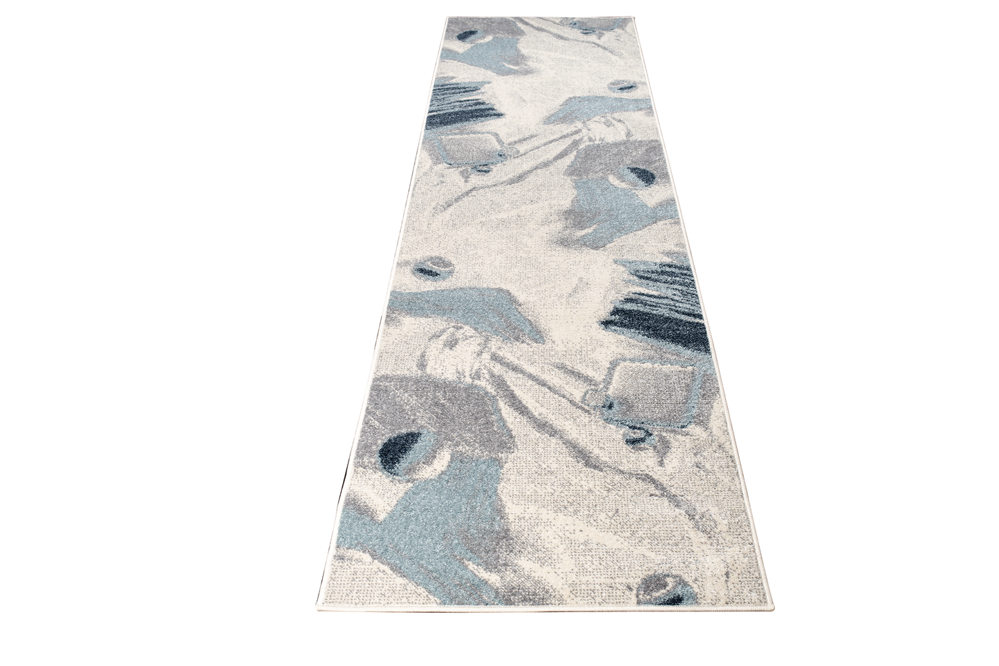 LaDole Rugs Abstract Rustic Minimalist Contemporary Rug - Modern Carpet for Living Room, Bedroom, Office, Entrance, and Hallway - Blue, Grey, and Ivory