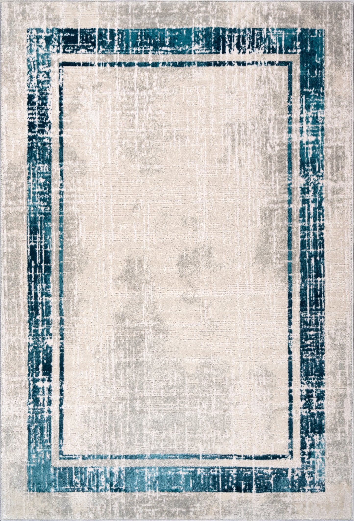 Blue Grey Bordered Modern Contemporary Minimalistic Area Rug For Living Room Bedroom