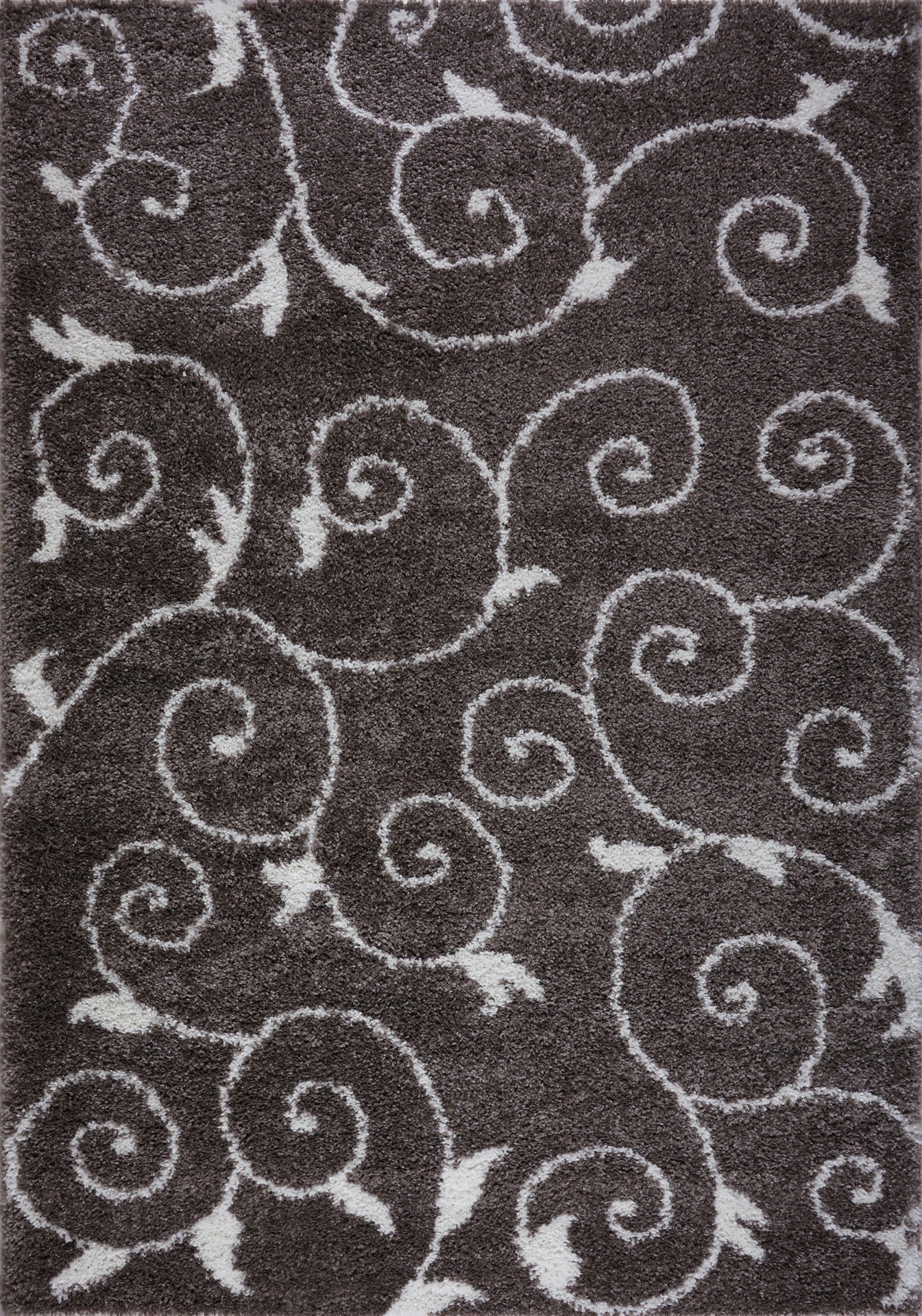 Shaggy Rabat Abstract Pattern Sustainable Spirals Style Indoor Big Runner Rug, Mink White, 2'7" x 9'10" (80 cm x 300 cm)