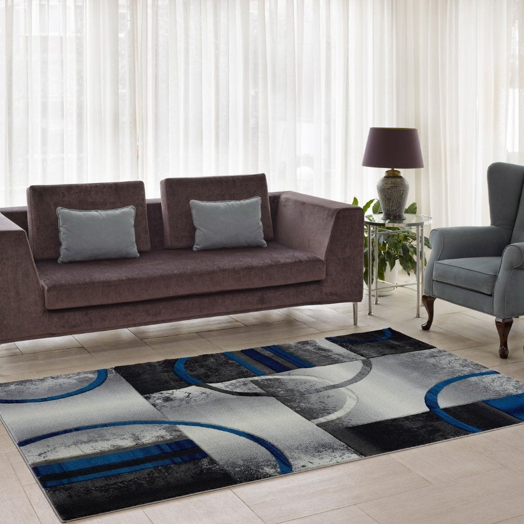 Adonis Dark Grey Blue Area Rug for Home Decor Living Room Bedroom Kitchen Mat 2' x 3'3"(60cm x 100cm)