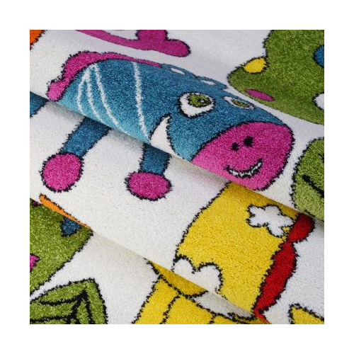 Cartoonish Style Animals Theme Made in Europe Indoor Kids Area Rug Carpet in Cream-Multi