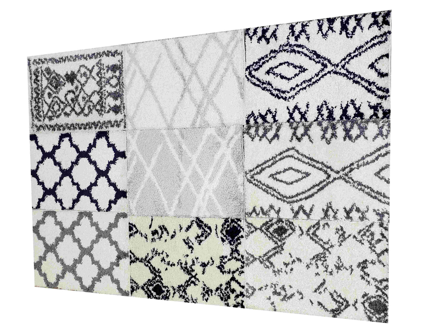 Grant Shaggy Asilah Abstract Modern Abstract Turkish Indoor Small Mat Doormat Rug in Dark Gray White