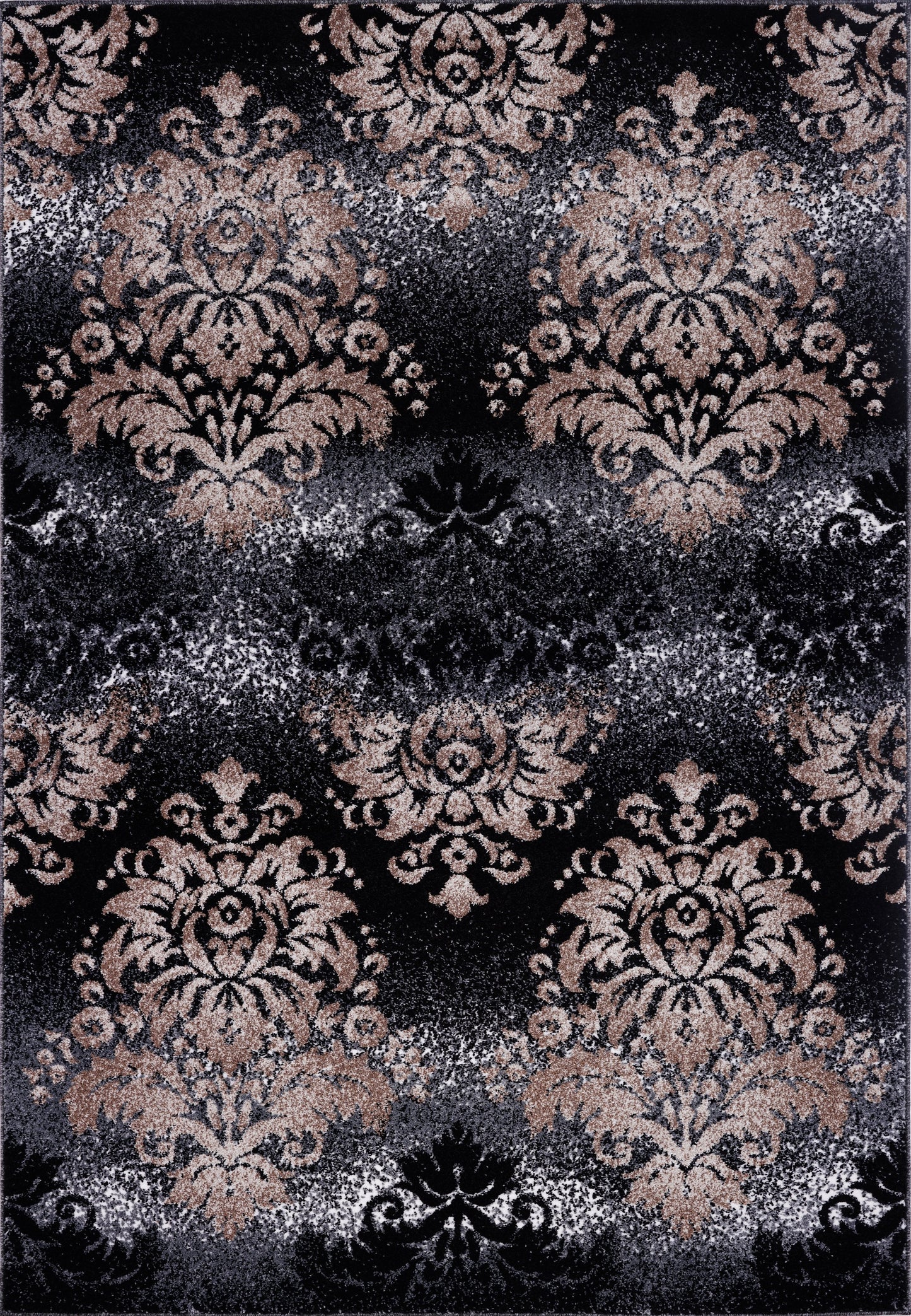 Everest Collection Milan Classic Damask Style Soft Beautiful RUG  in Black and Gold