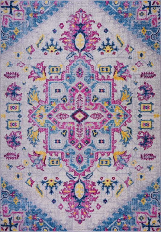 Shareen Traditional Design Soft Sustainable Mat Carpet in Blue Multicolor
