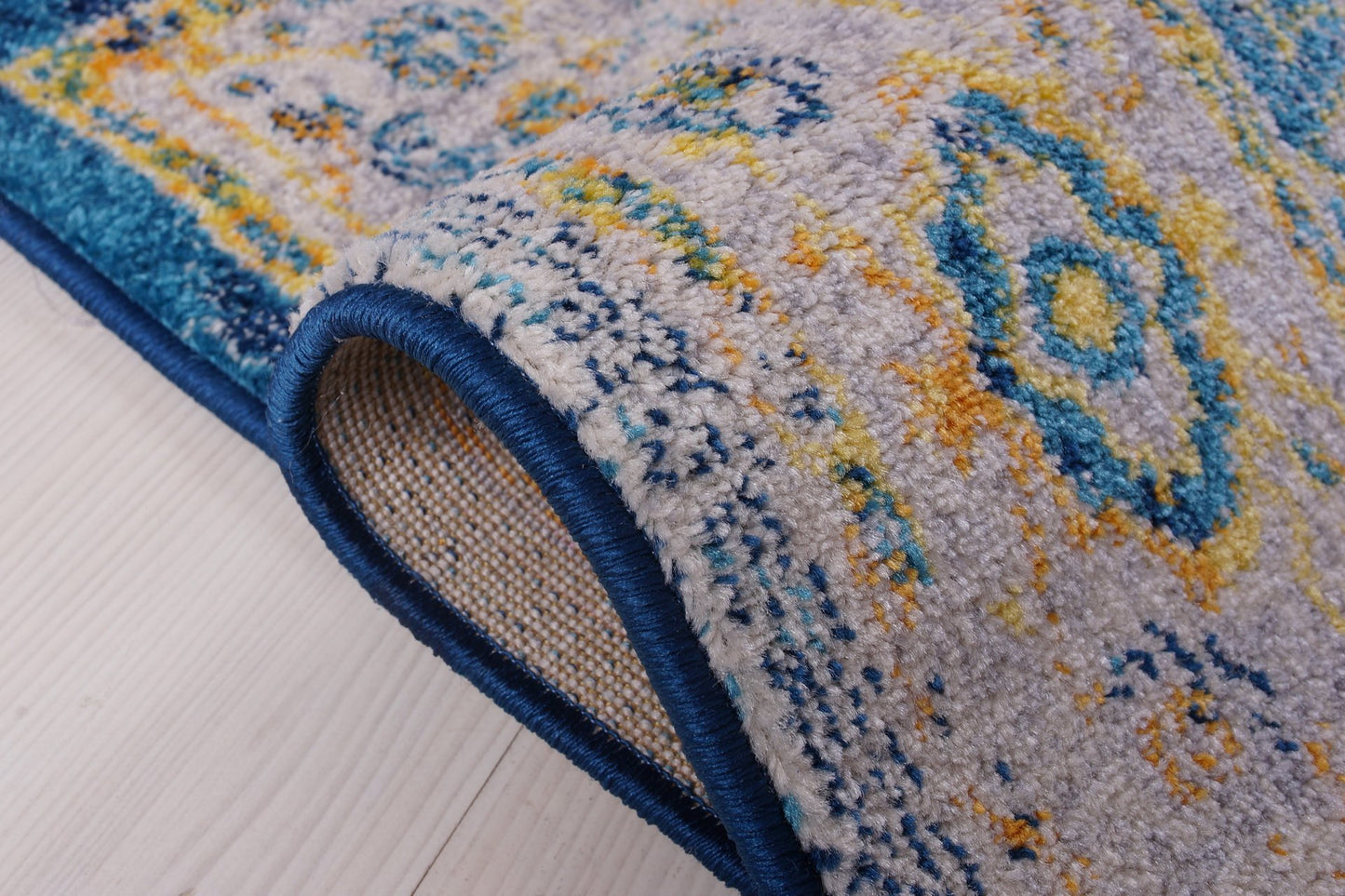 Modena Traditional Design Turkish Machine Made Beautiful Indoor Mat Carpet in Blue Multicolor, 2x3 (1'10" x 2'11", 57cm x 90cm), 2x3 (1'10" x 2'11", 57cm x 90cm), Blue Multi