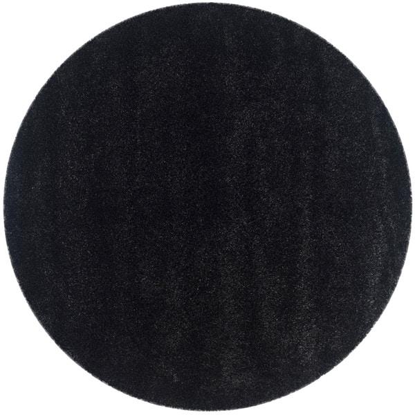 5 Feet Diameter Round Shaggy Modern Area Rug Carpet in Solid Black