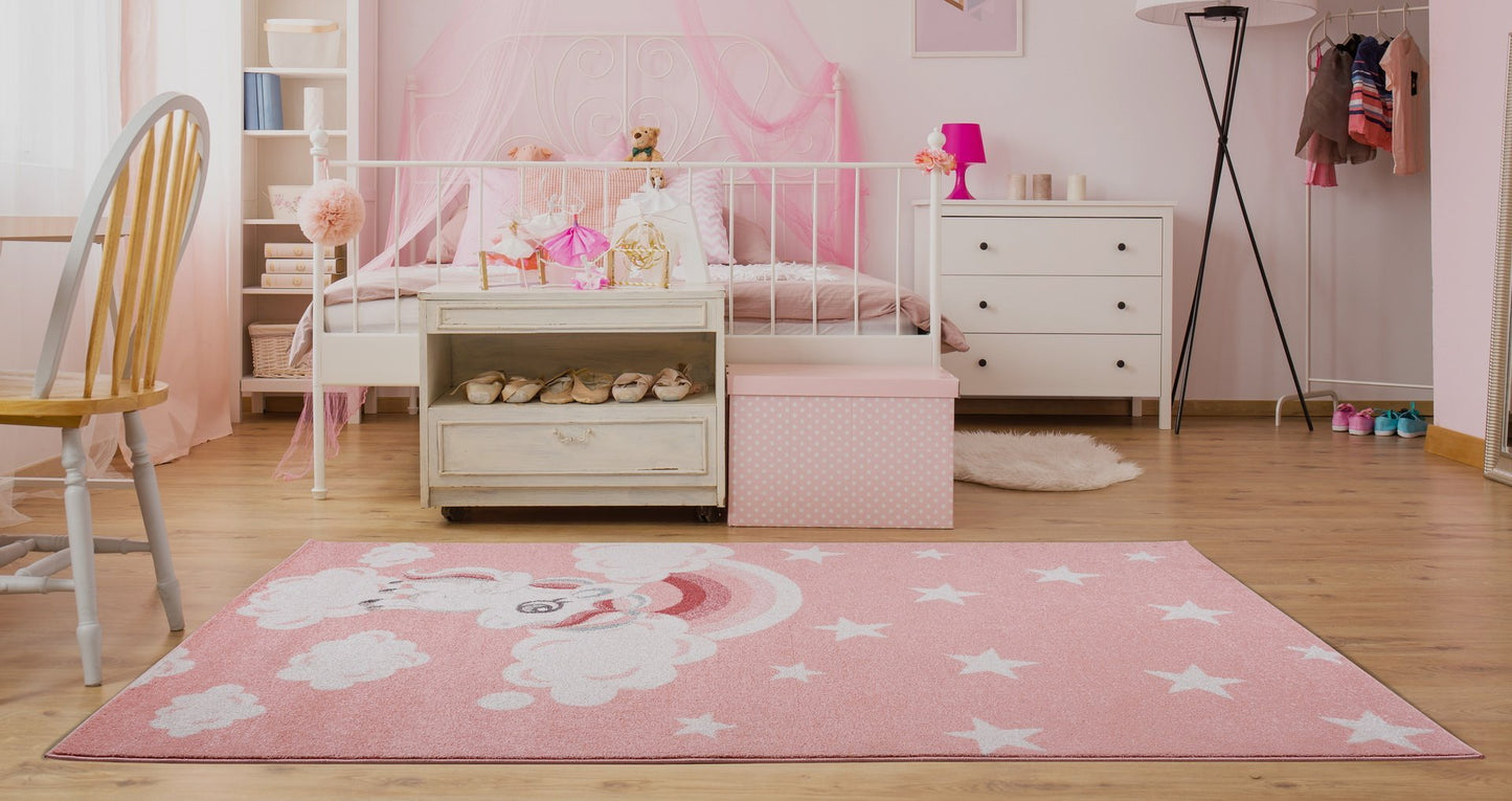 Light Pink Unicorn Kids Area Rug