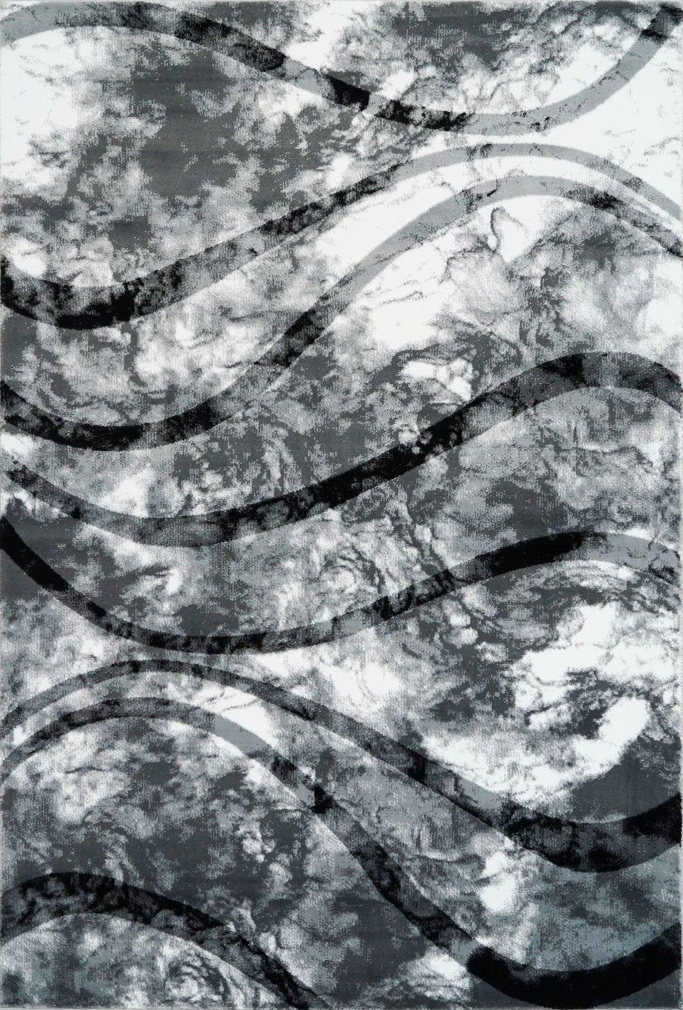Ivory Grey Black Abstract Area Rug - 