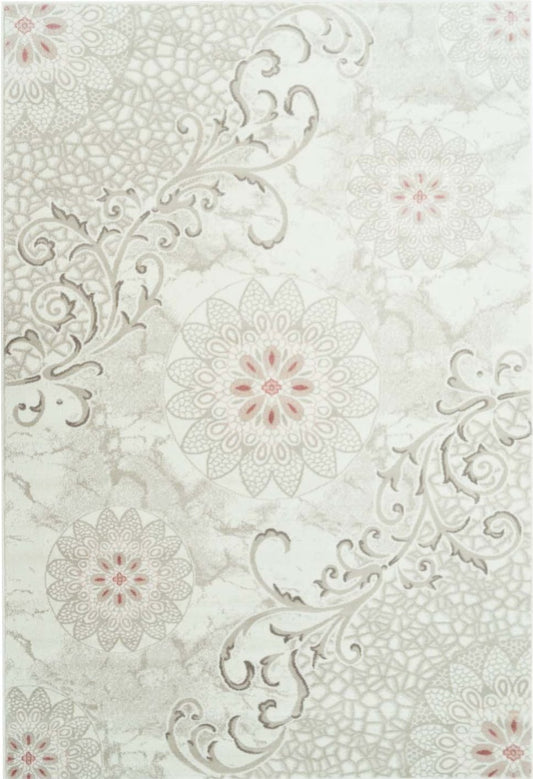 Lily Pink Ivory Floral Area Rug - 