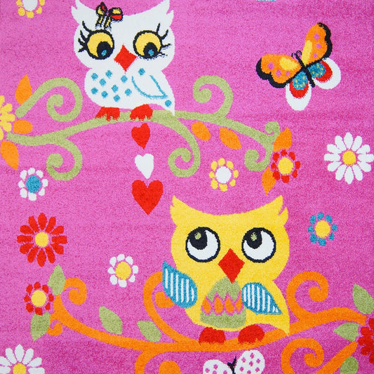 Kids Owl Pink Area Rug - 